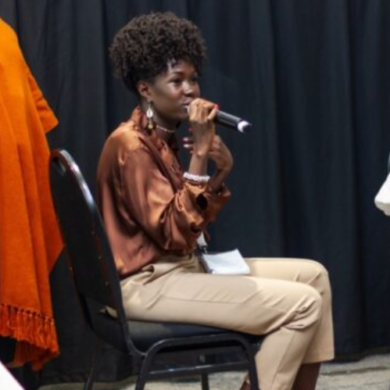 Angella Summer Namubiru, a Ugandan digital content creator and Co-Founder of BlaCare, speaks on the importance of representation of young people’s voices online and in decision-making spaces ’ during the African Voices: Shaping a New Sexual and Reproductive Health and Rights(SRHR) Narrative through Technology session convened at the Sexual Violence Research Institute(SVRI) Forum in Cape Town, South Africa. Photo/ Courtesy.